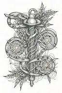 stethoscope wrapped, lightening bolt, wheat stalk, spanner, nursing spiral  tattoo design idea