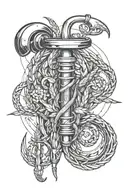 stethoscope wrapped, lightening bolt, wheat stalk, spanner, nursing spiral  tattoo design idea