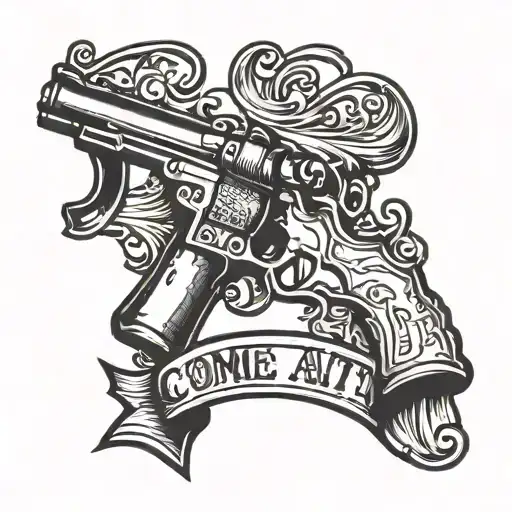 "come and take it" make a graphic based tattoo design idea