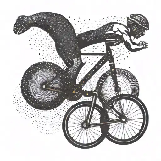 An abstract triathlon symbol with a modern twist, symbolizing the balance between swim, bike, run tattoo design idea