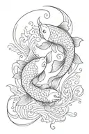 yin and yang koi fish swimming tattoo design idea