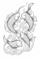 yin and yang koi fish swimming tattoo design idea