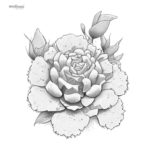 portrait of my parents with marigolds and petunia floral design  tattoo design idea