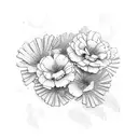 portrait of my parents with marigolds and petunia floral design  tattoo design idea