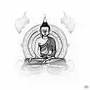 Buddha geometric psychedelic tattoo design idea