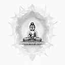 Buddha geometric psychedelic tattoo design idea