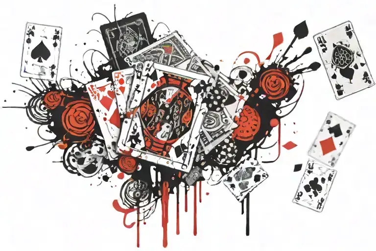 Gambling your life with playing tattoo design idea