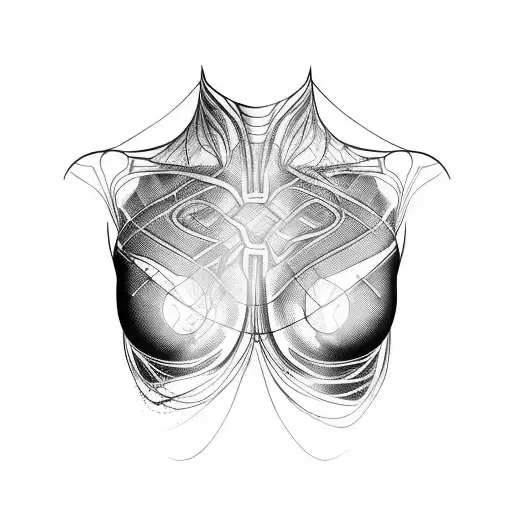 electric circuit bodysuit with a procesator on chest tattoo design idea