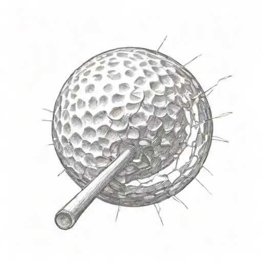 Golf ball breaking through a wooden board tattoo design idea