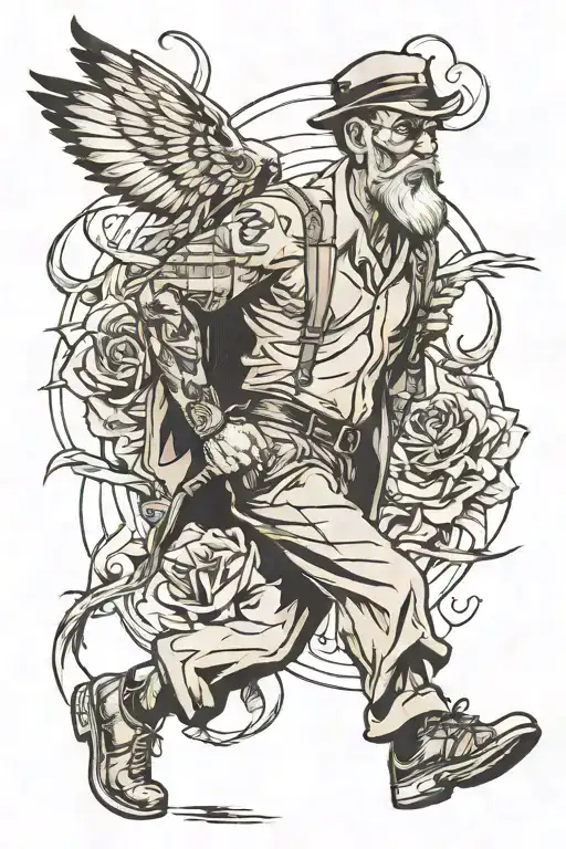 hard times create strong men walking tattoo design idea