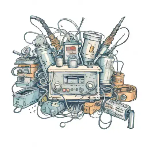 electrician materials, sea and with the name Alison tattoo design idea