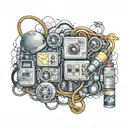electrician materials, sea and with the name Alison tattoo design idea