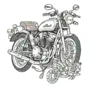 electrician's materials, motorcycle parts and with the name Alison tattoo design idea