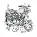 electrician's materials, motorcycle parts and with the name Alison tattoo design idea