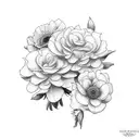 nome com mãe e bebe e flores  tattoo design idea