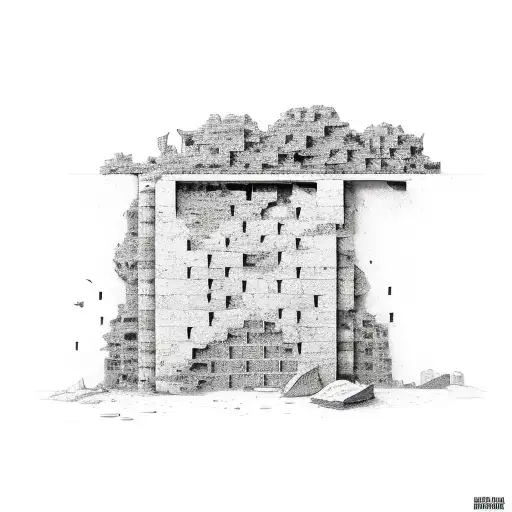 building wall brick by brick tattoo design idea