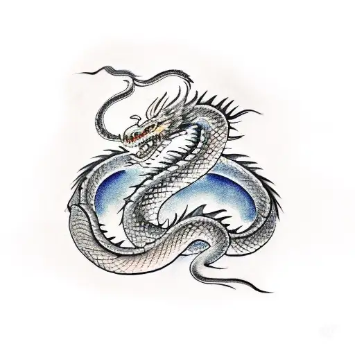 dragon and snake Chinese  tattoo design idea