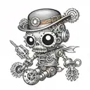 steampunk voodoo doll tattoo design idea
