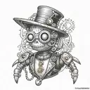 steampunk voodoo doll tattoo design idea
