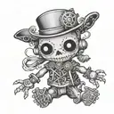steampunk voodoo doll tattoo design idea