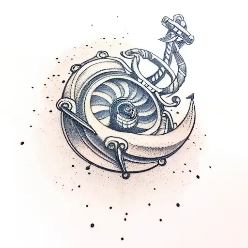 nautilus anchor tattoo design idea