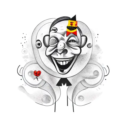 sad and happy masks theatre tattoo design idea