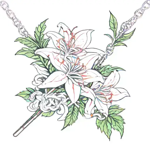 red lycoris radiata flowers 3 pcs with a chain of hunter x hunter tattoo design idea