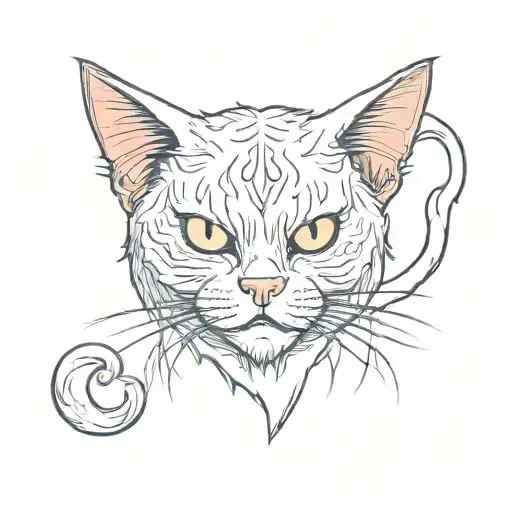 demon cat tattoo design idea