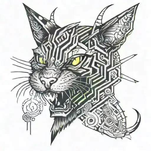 demon cat tattoo design idea
