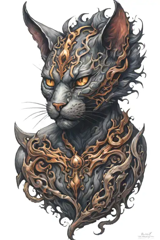 cat demon tattoo design idea