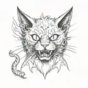 demon cat tattoo design idea