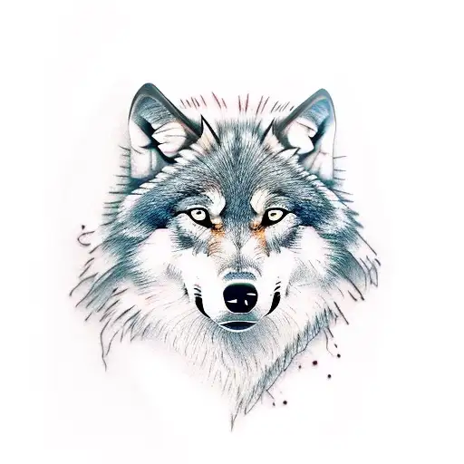 Wolf moon  tattoo design idea