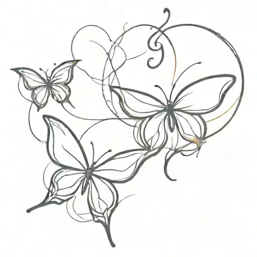 mother daughter butterflies intertwined tattoo design idea