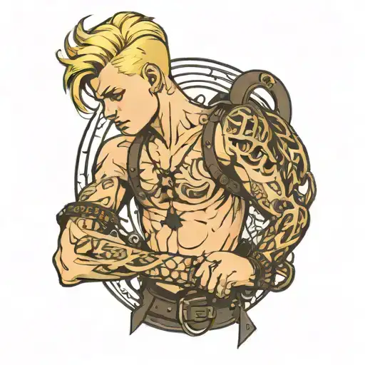 blonde boy in bondage tattoo design idea