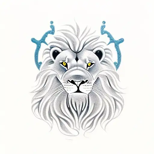 sea with lion, birthday dates  tattoo design idea