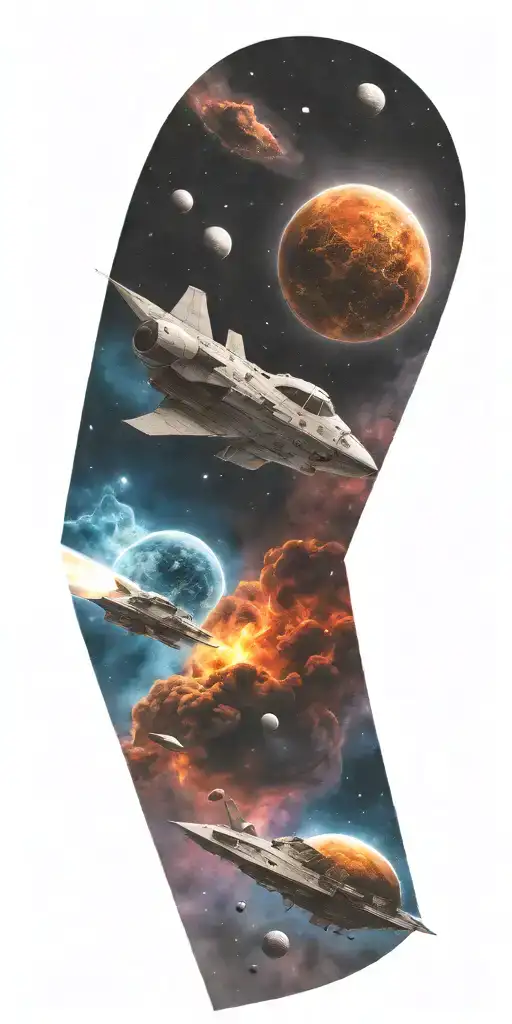 space theme with cosmic dust clouds fading tattoo design idea