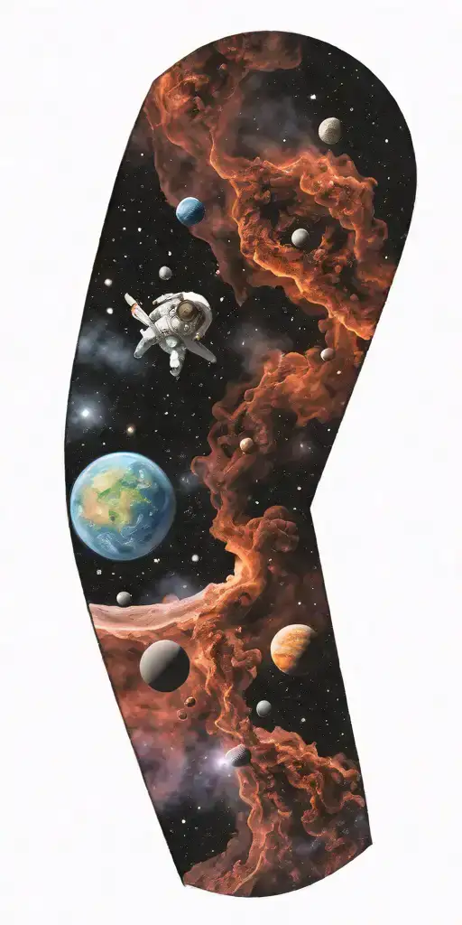 space theme with cosmic dust clouds fading tattoo design idea