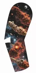 space theme with cosmic dust clouds fading tattoo design idea