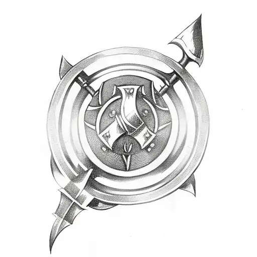 Viking shield with back-crossed swords tattoo design idea