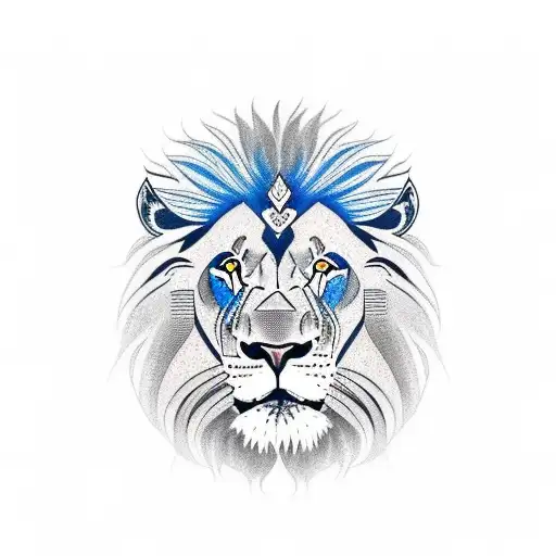 lion with blue eyes  tattoo design idea