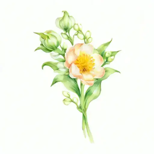 daisy peony lily of the valley bouquet  tattoo design idea
