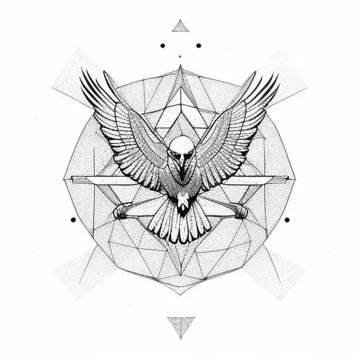 eagle in flight, geometrical line work patterning  tattoo design idea