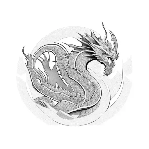geometric dragon  tattoo design idea