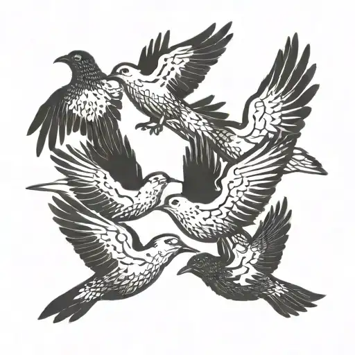 4 birds flying together symbolizing tattoo design idea