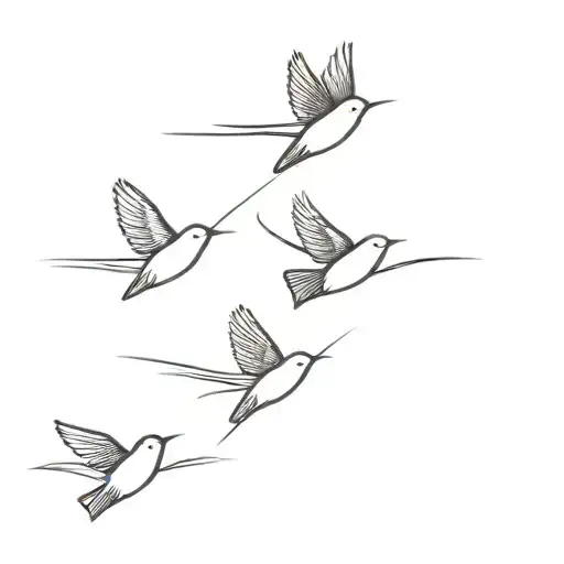 4 small birds flying together symbolizing tattoo design idea