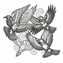 4 birds flying together symbolizing tattoo design idea