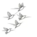 4 small birds flying together symbolizing tattoo design idea