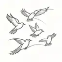 4 small birds flying together symbolizing tattoo design idea