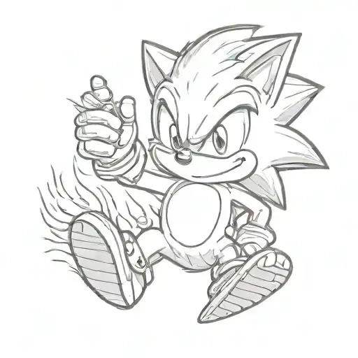 baby sonic the hedgehog playing tattoo design idea