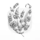 Lavender Sprig and Rose with stem tattoo design idea